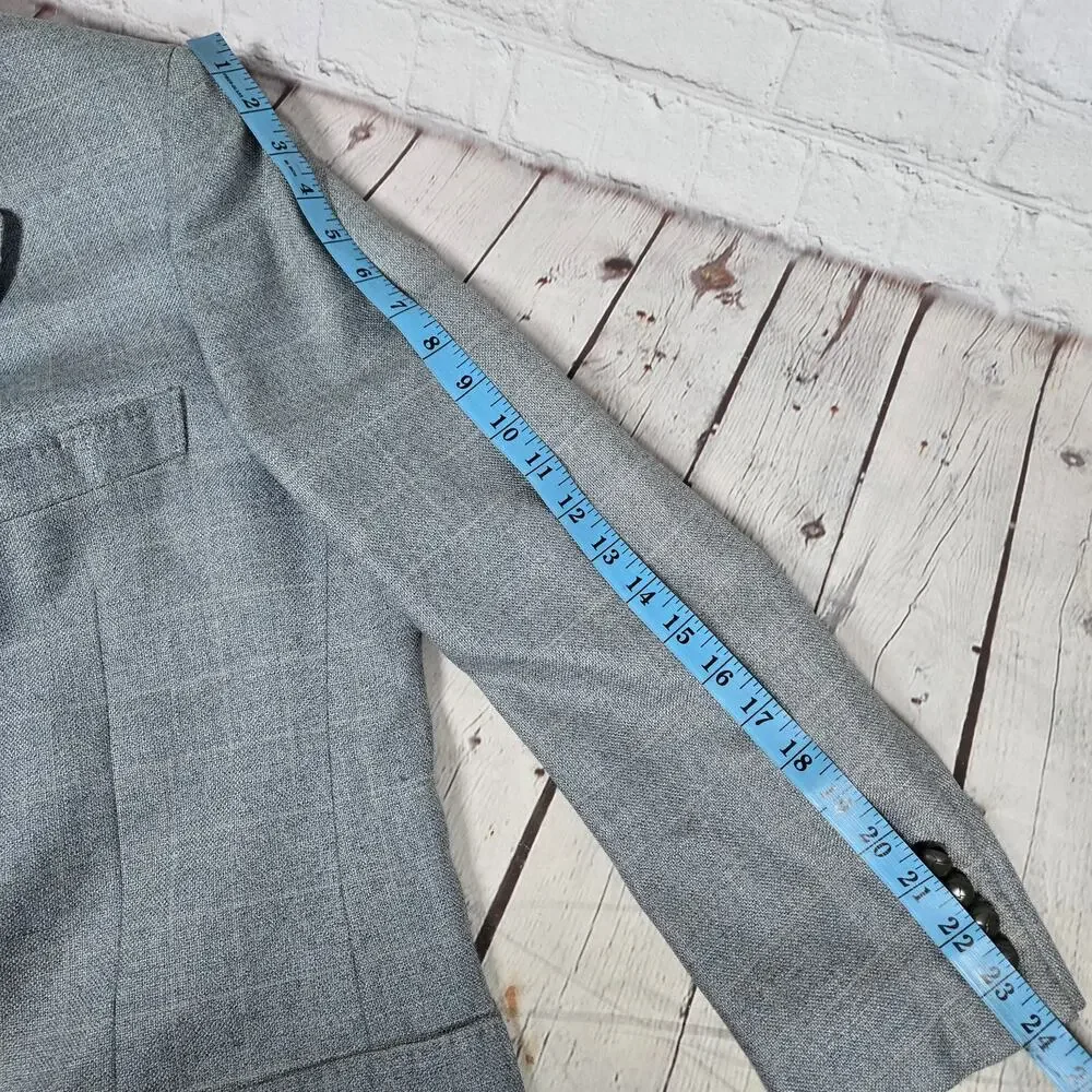Friend Italy‎ Collection For Man Wool Linen Blend Blazer Jacket Blue Plaid 50S